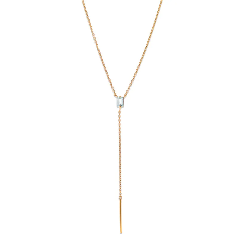 Baguette Lariat, Blue Topaz, Gold