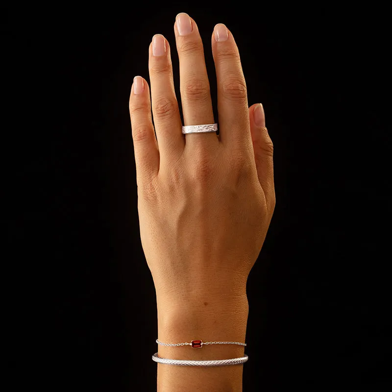 Baguette Mini Bracelet, Green Onyx, Silver
