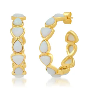 Bezel Set Opal Hoops