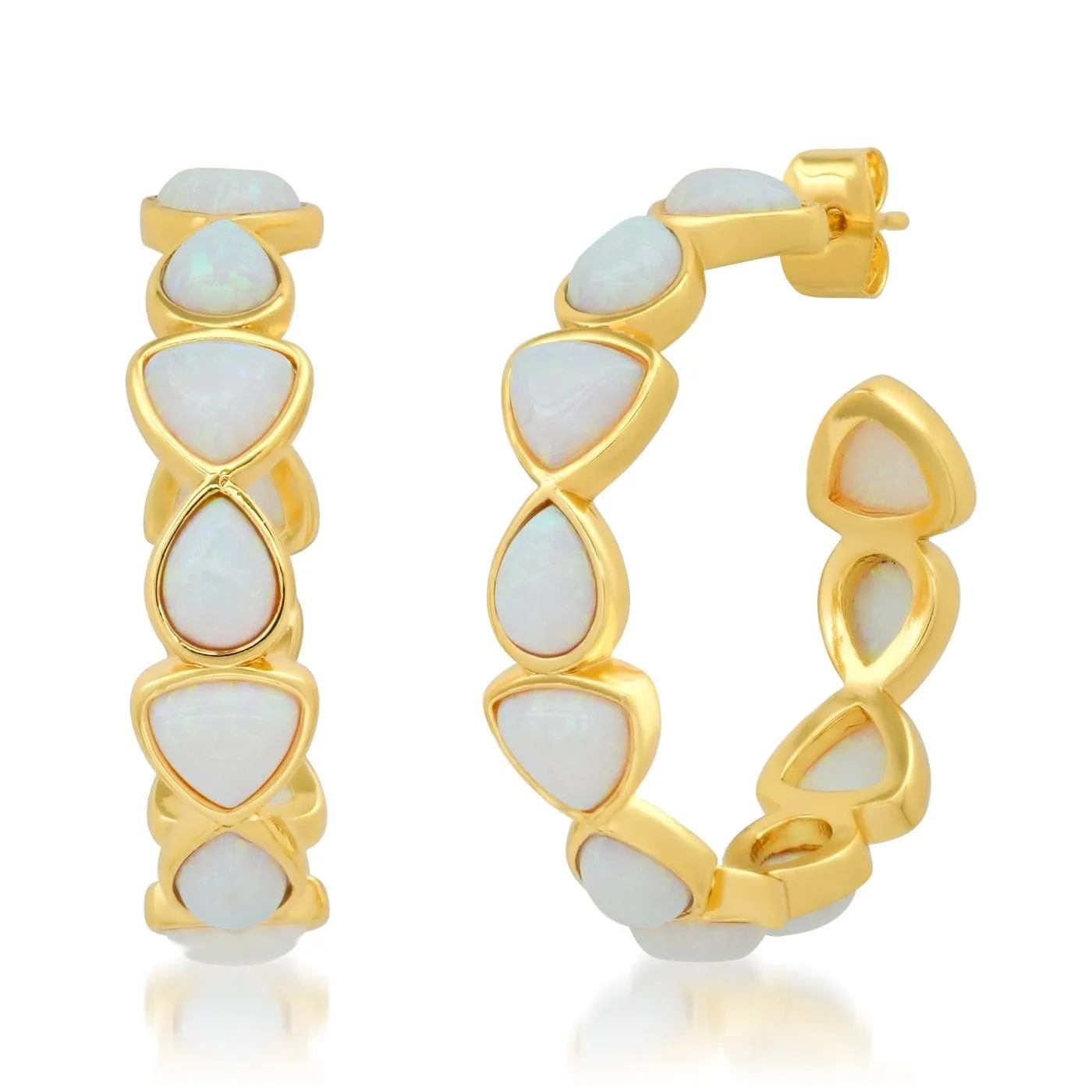 Bezel Set Opal Hoops