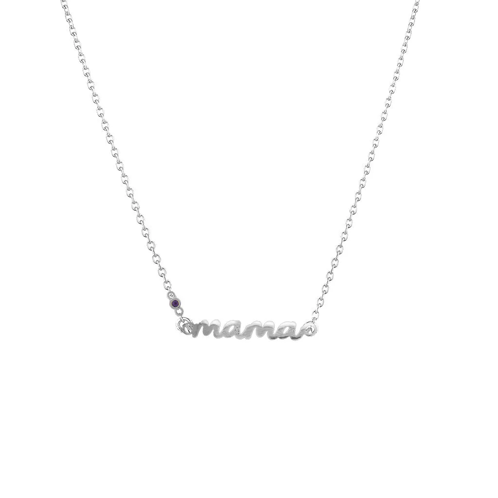 Birthstone Mama Necklace - Silver