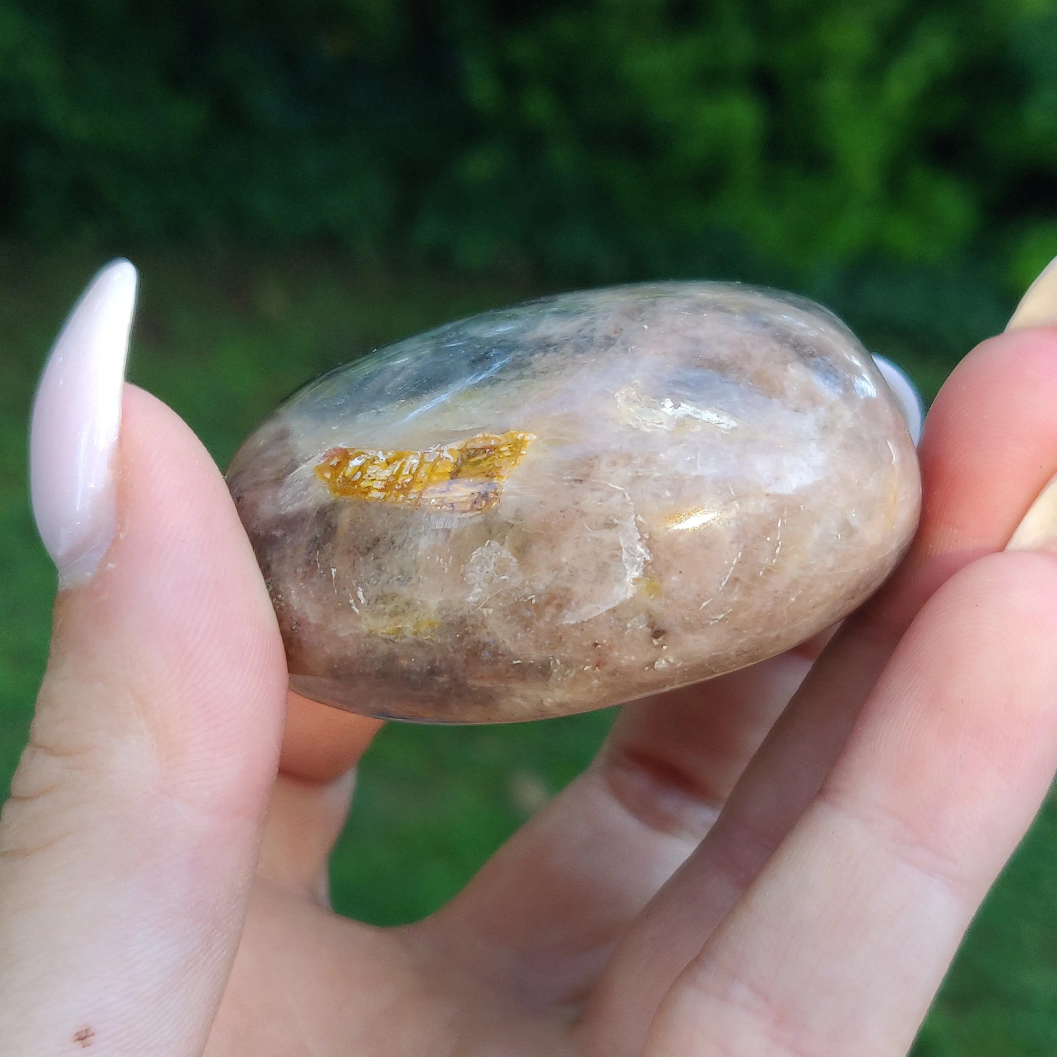 Black Moonstone Palm Stone, Flashy Black Moonstone (#21)