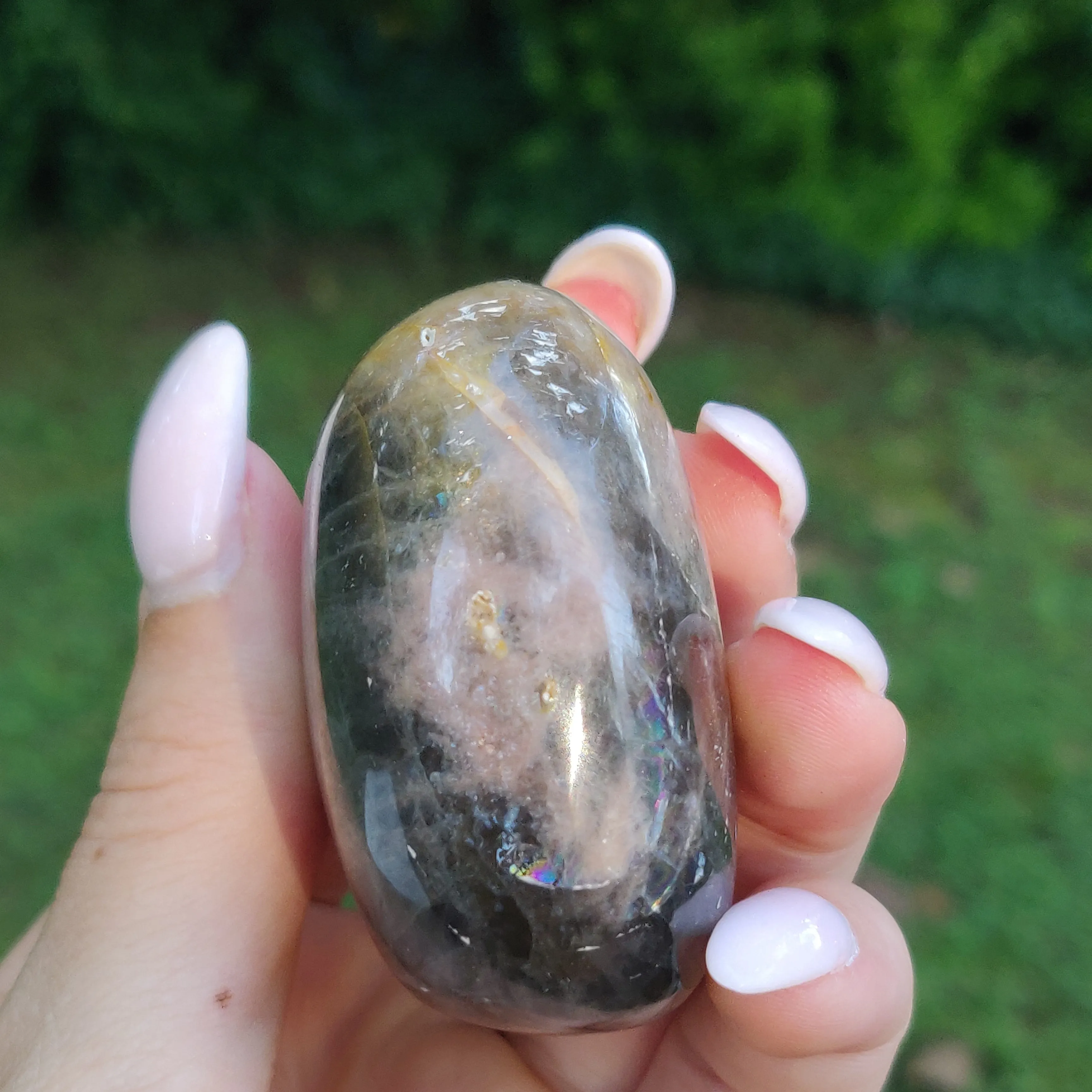 Black Moonstone Palm Stone, Flashy Black Moonstone (#21)