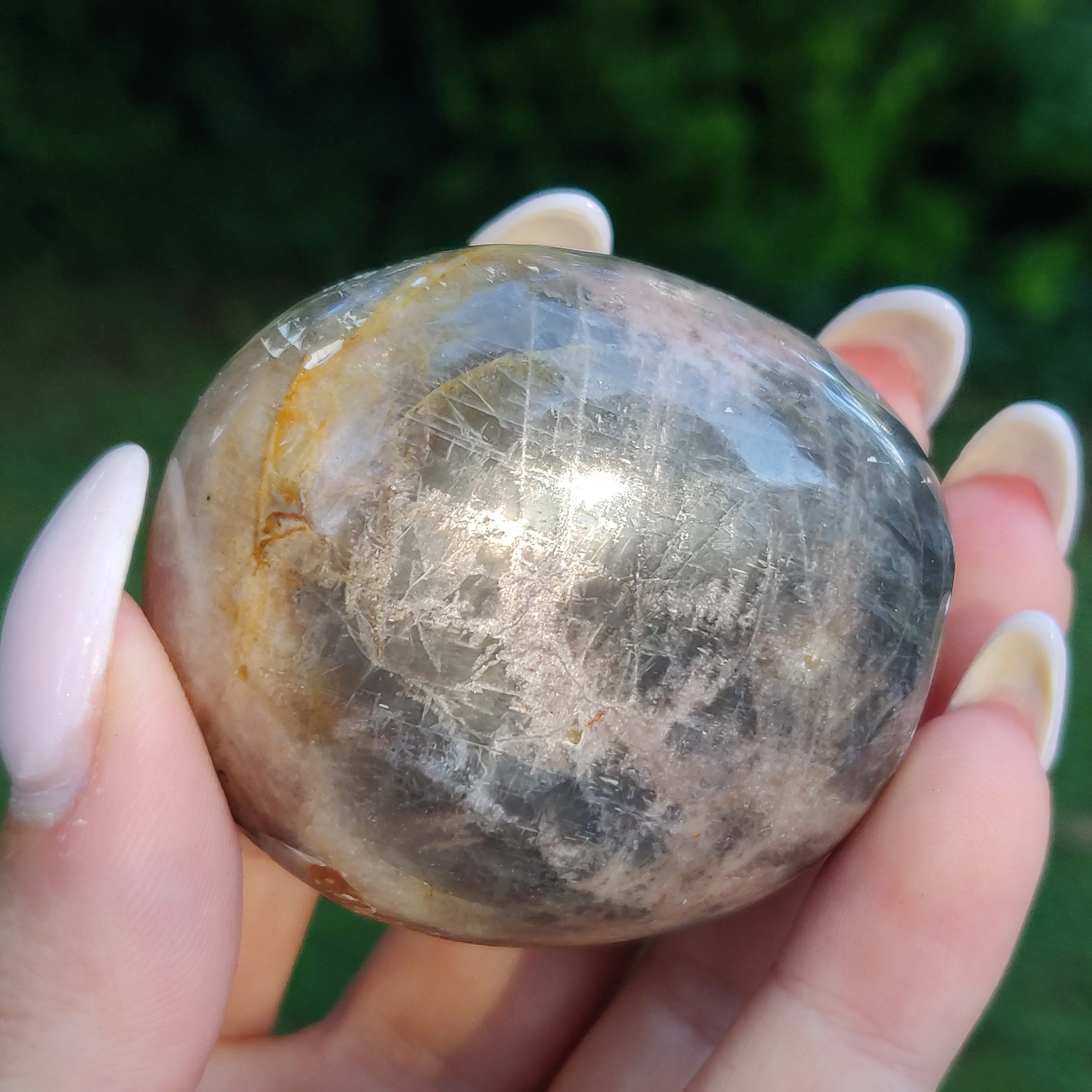 Black Moonstone Palm Stone, Flashy Black Moonstone (#21)