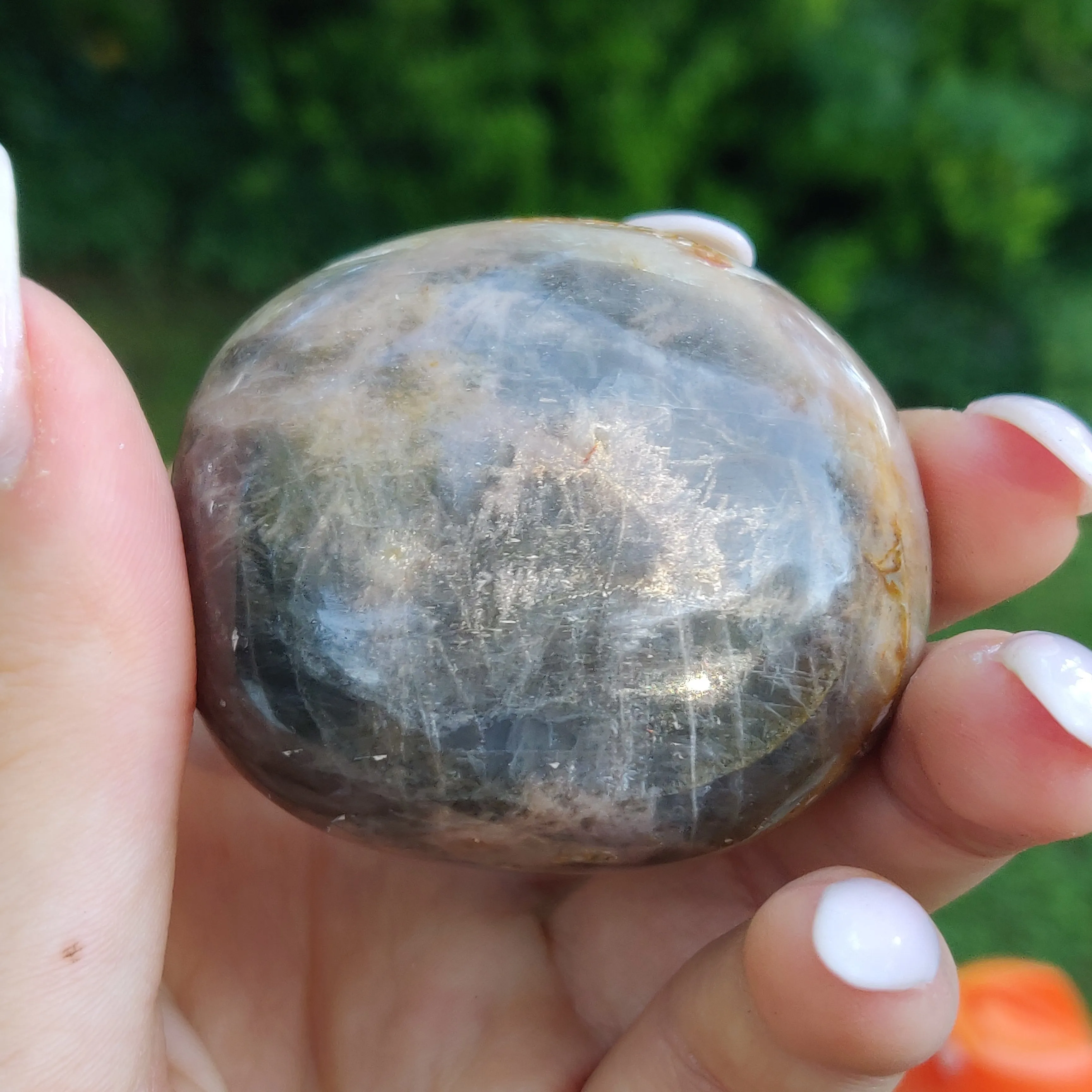 Black Moonstone Palm Stone, Flashy Black Moonstone (#21)