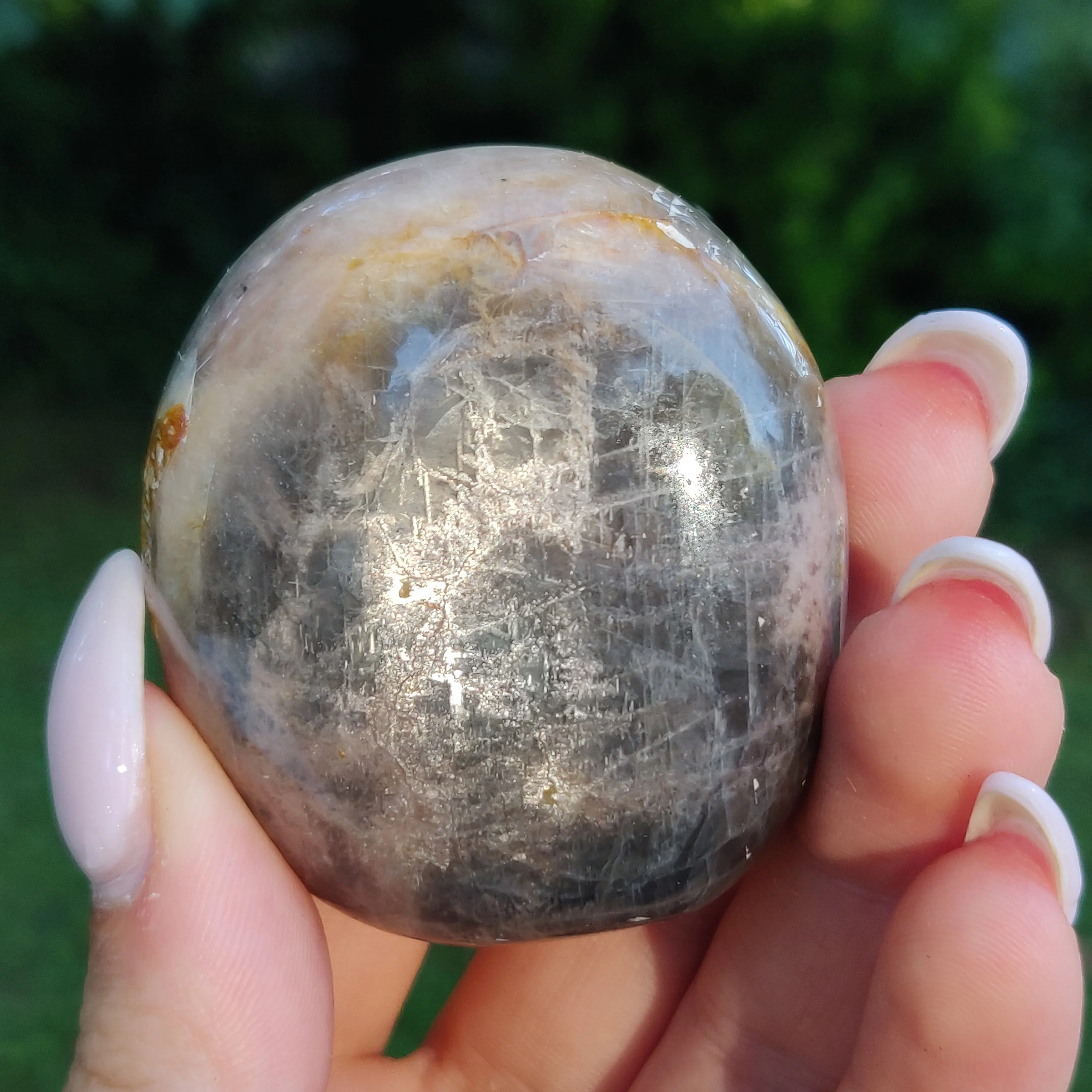 Black Moonstone Palm Stone, Flashy Black Moonstone (#21)