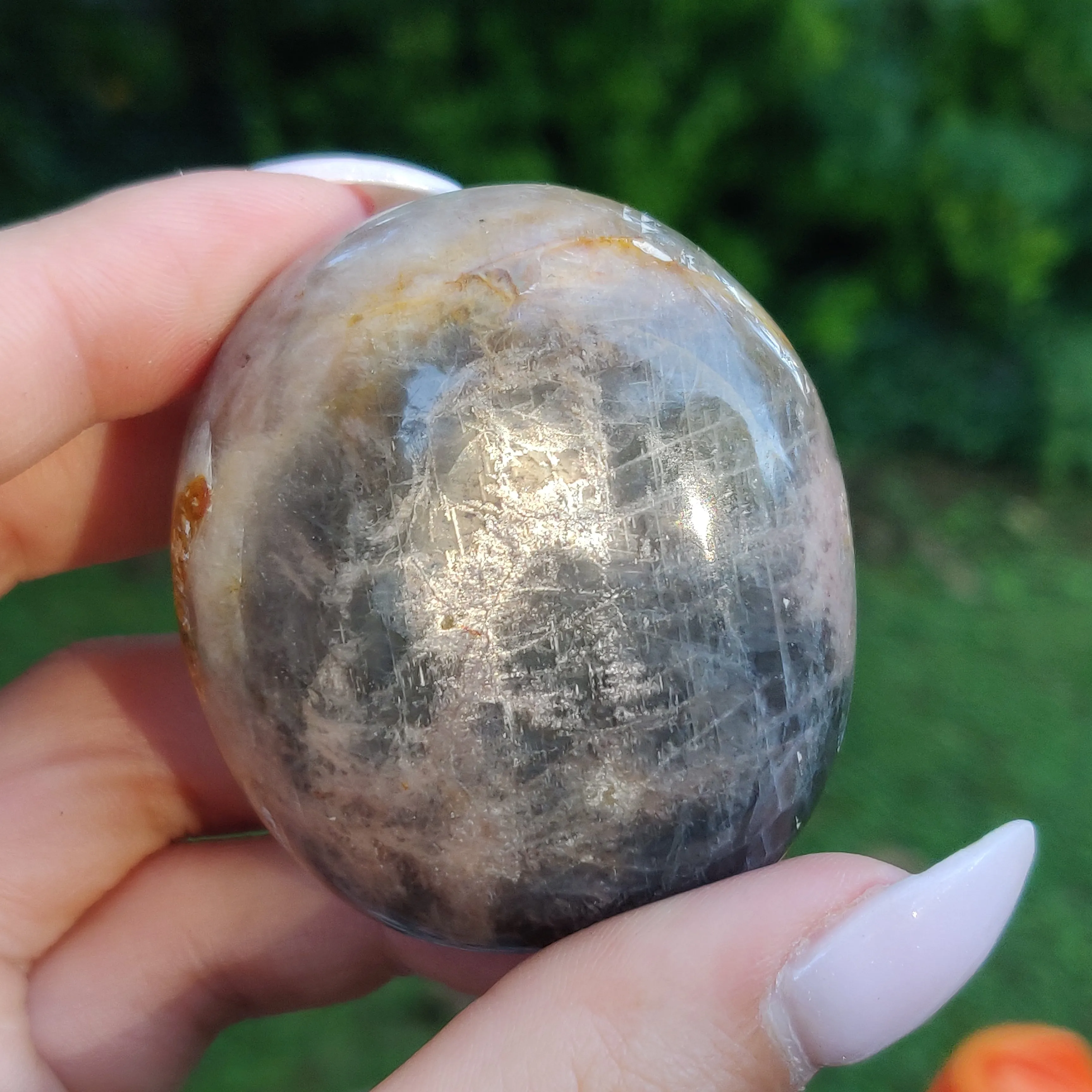 Black Moonstone Palm Stone, Flashy Black Moonstone (#21)