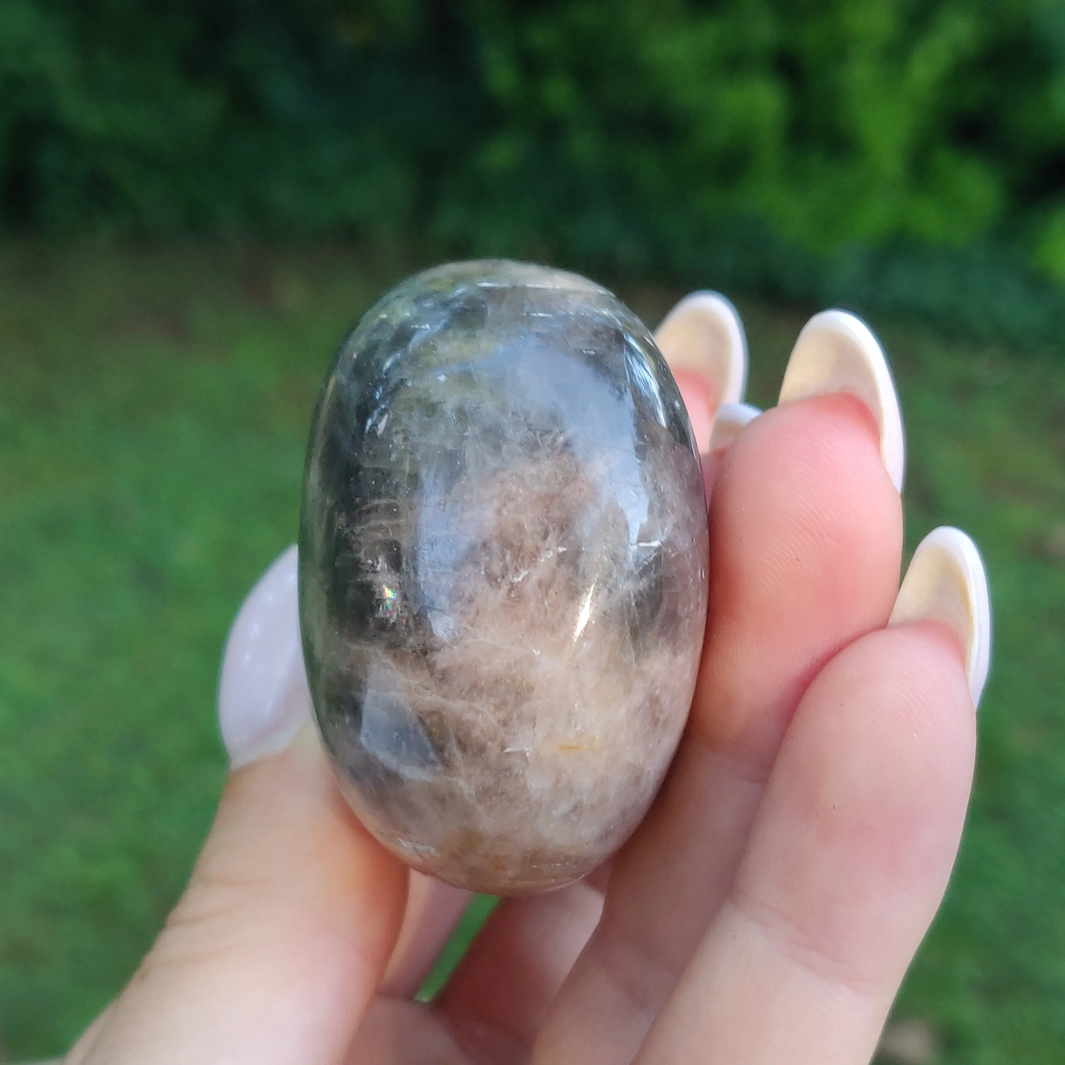 Black Moonstone Palm Stone, Flashy Black Moonstone (#21)