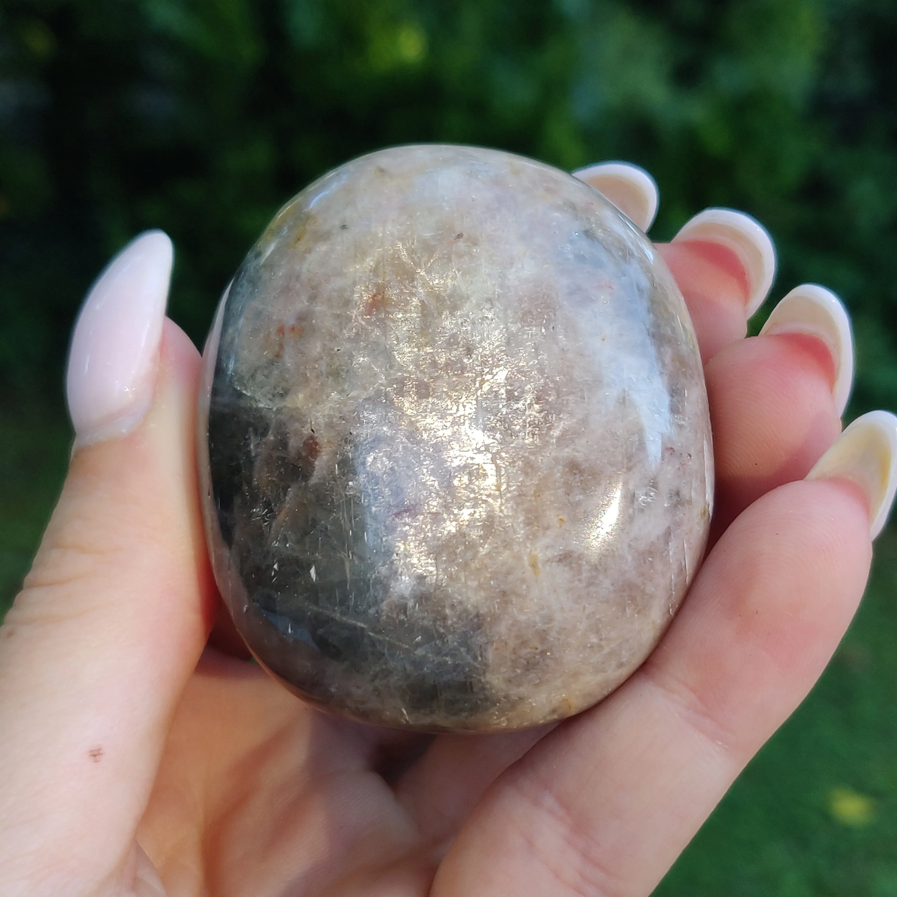 Black Moonstone Palm Stone, Flashy Black Moonstone (#21)