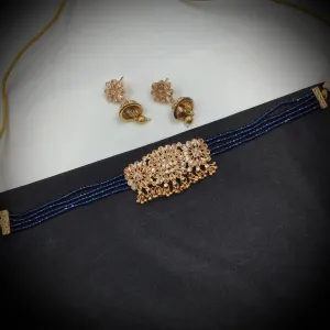 Blue Gold Look Necklace Set 17668-4850