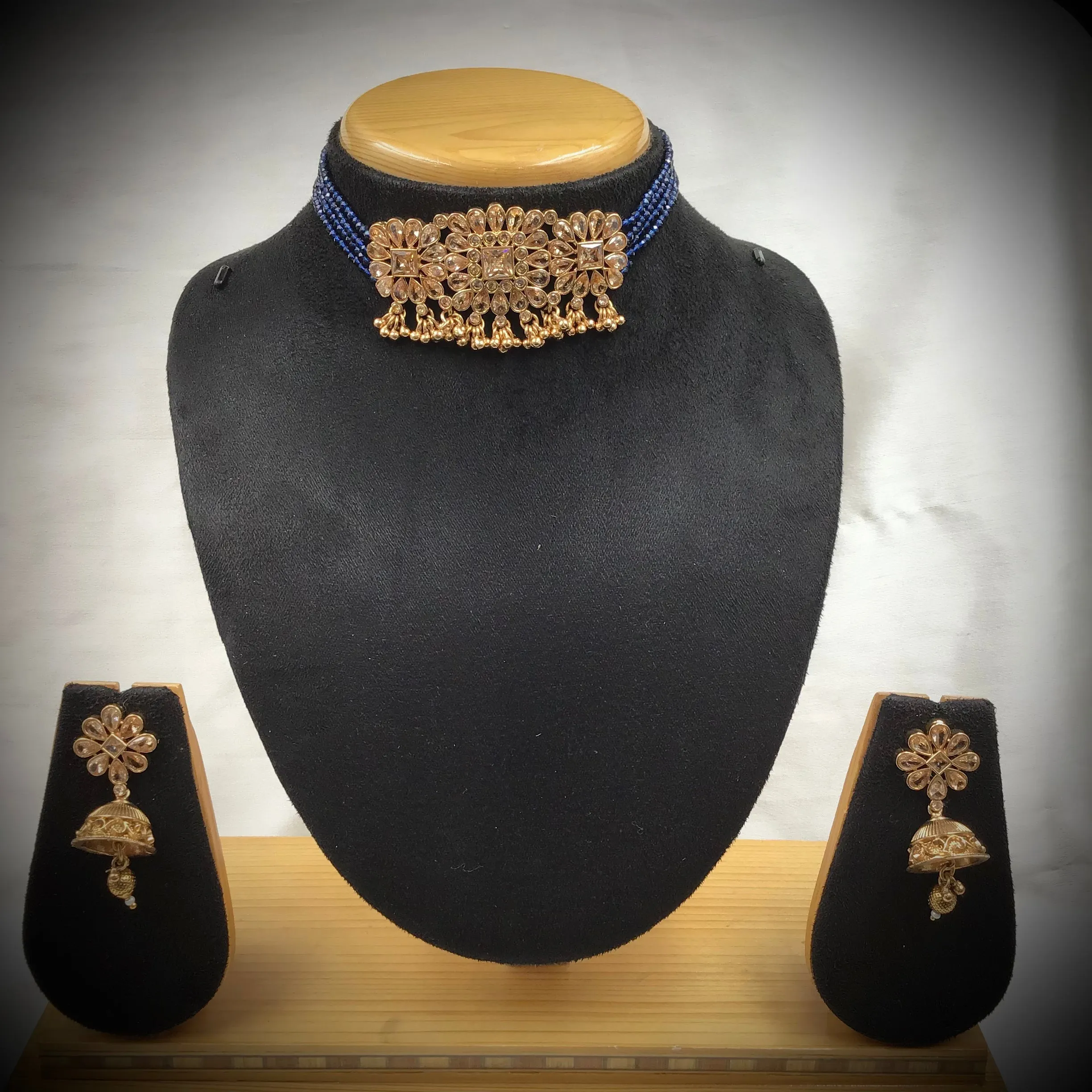 Blue Gold Look Necklace Set 17668-4850