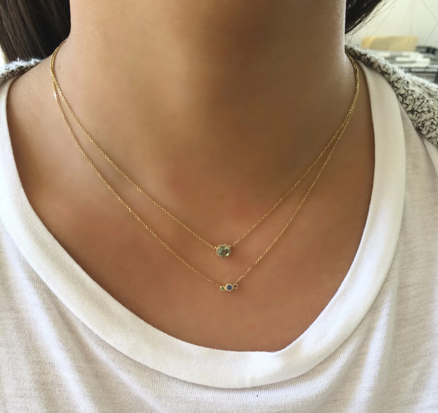 Blue Sapphire Journey Necklace (ready to ship option)*