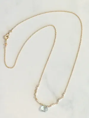 Blue Topaz & Pearl Ballerina Necklace