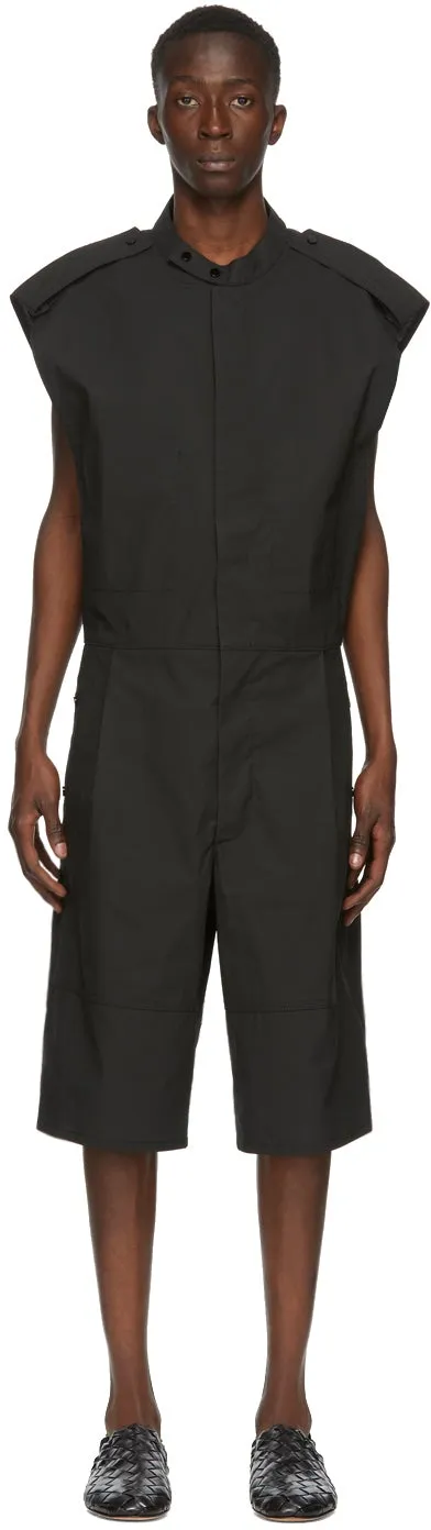 Bottega Veneta Black Coated Twill Jumpsuit