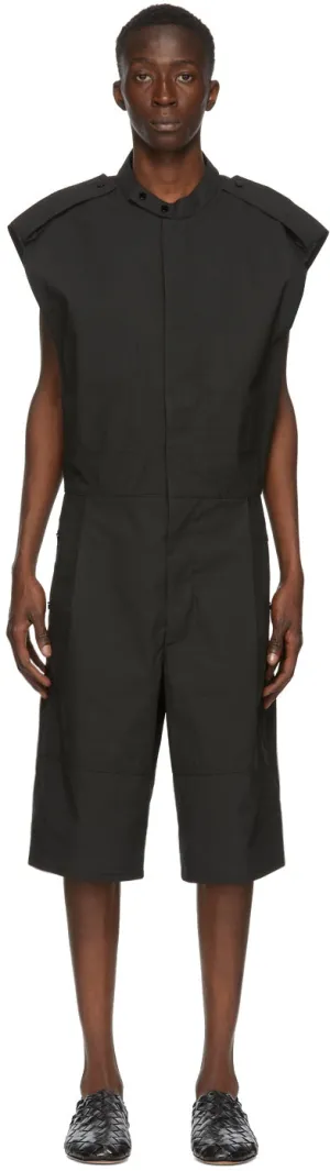 Bottega Veneta Black Coated Twill Jumpsuit