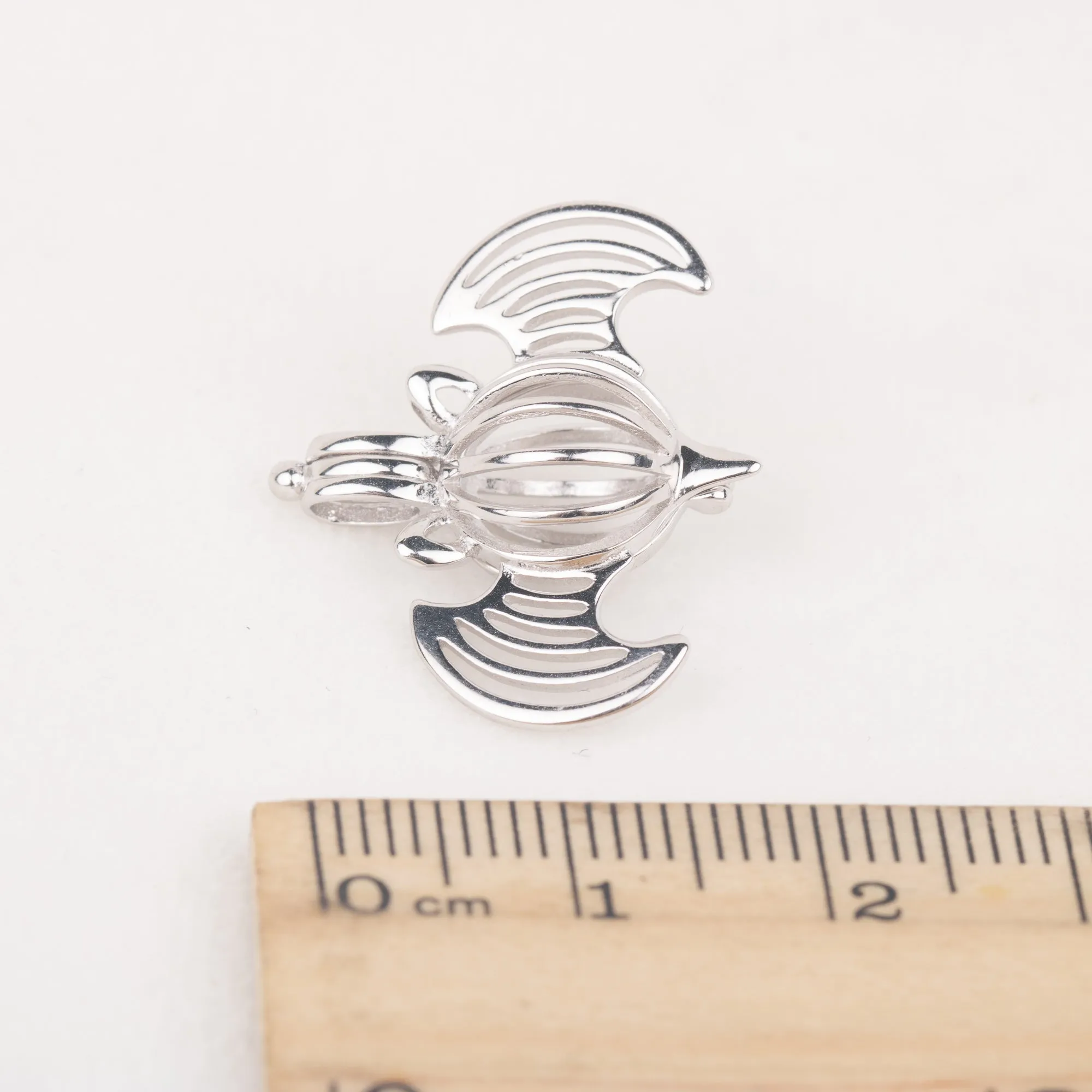 C030064 sterling silver bat shape Freshwater pearl cage pendant necklace jewelry locket for pearl party