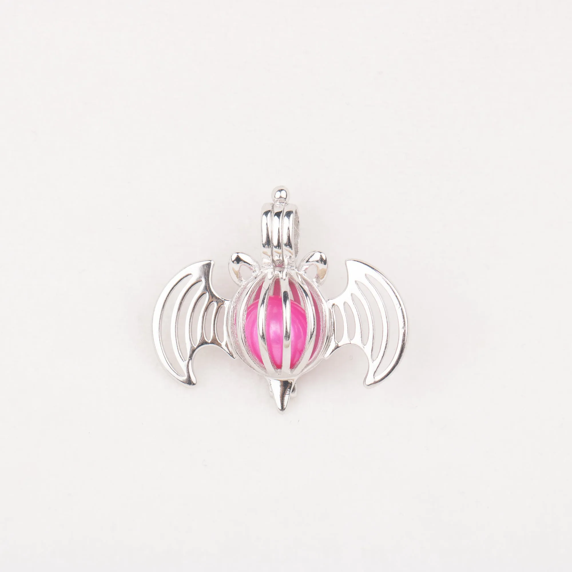 C030064 sterling silver bat shape Freshwater pearl cage pendant necklace jewelry locket for pearl party