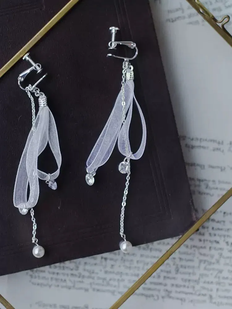 Celestial Ribbon Zircon Earrings & Clips