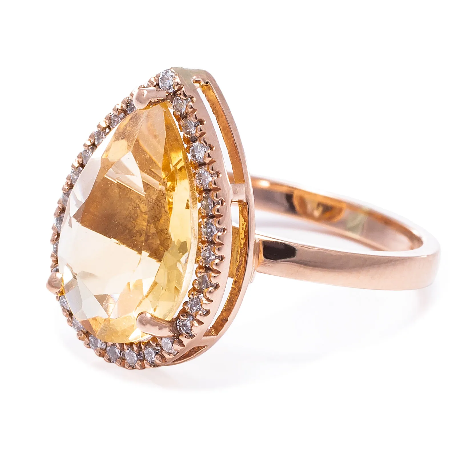 Citrine and Diamonds Ring