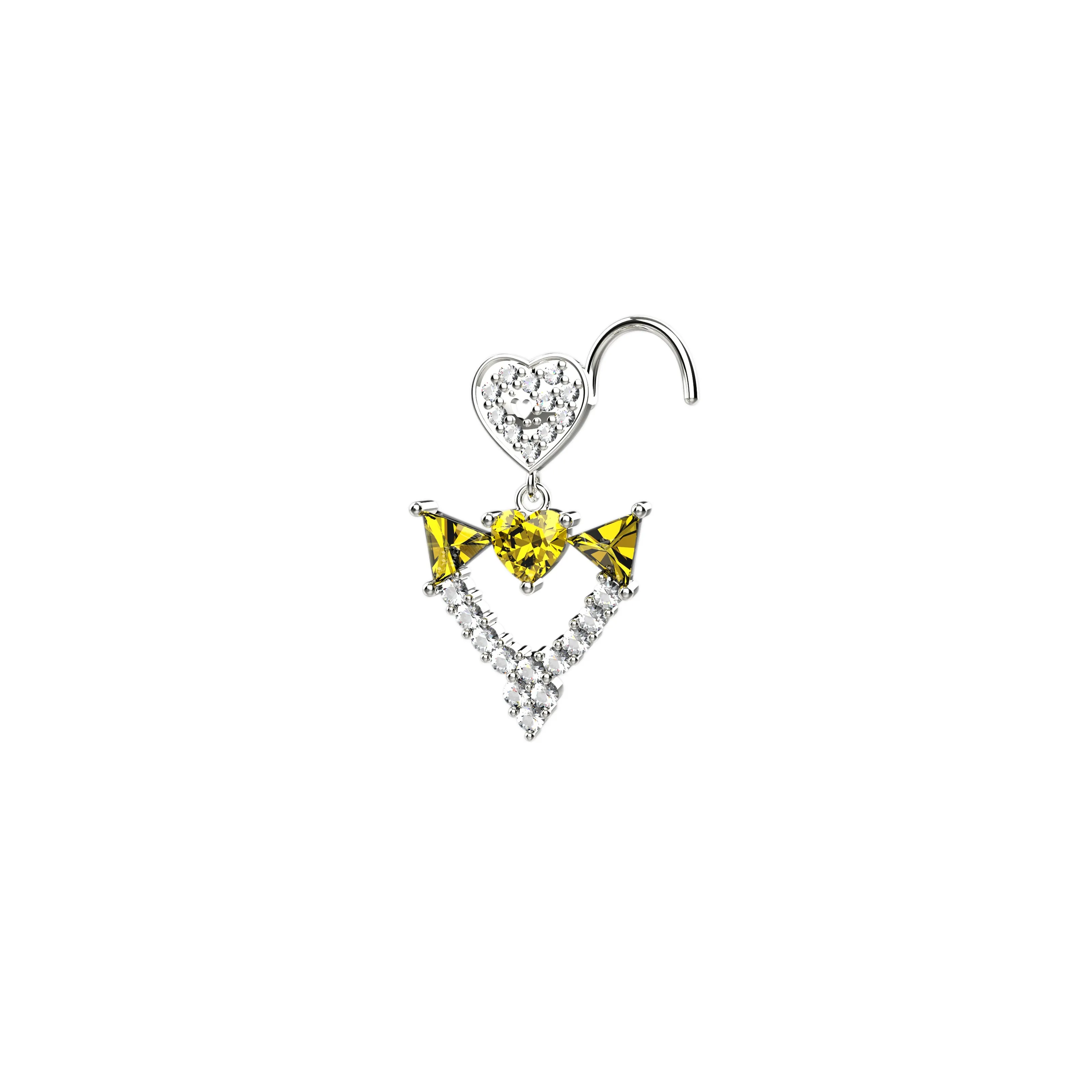 Citrine Dangle Nose Ring – Gold Piercing Jewelry for Women