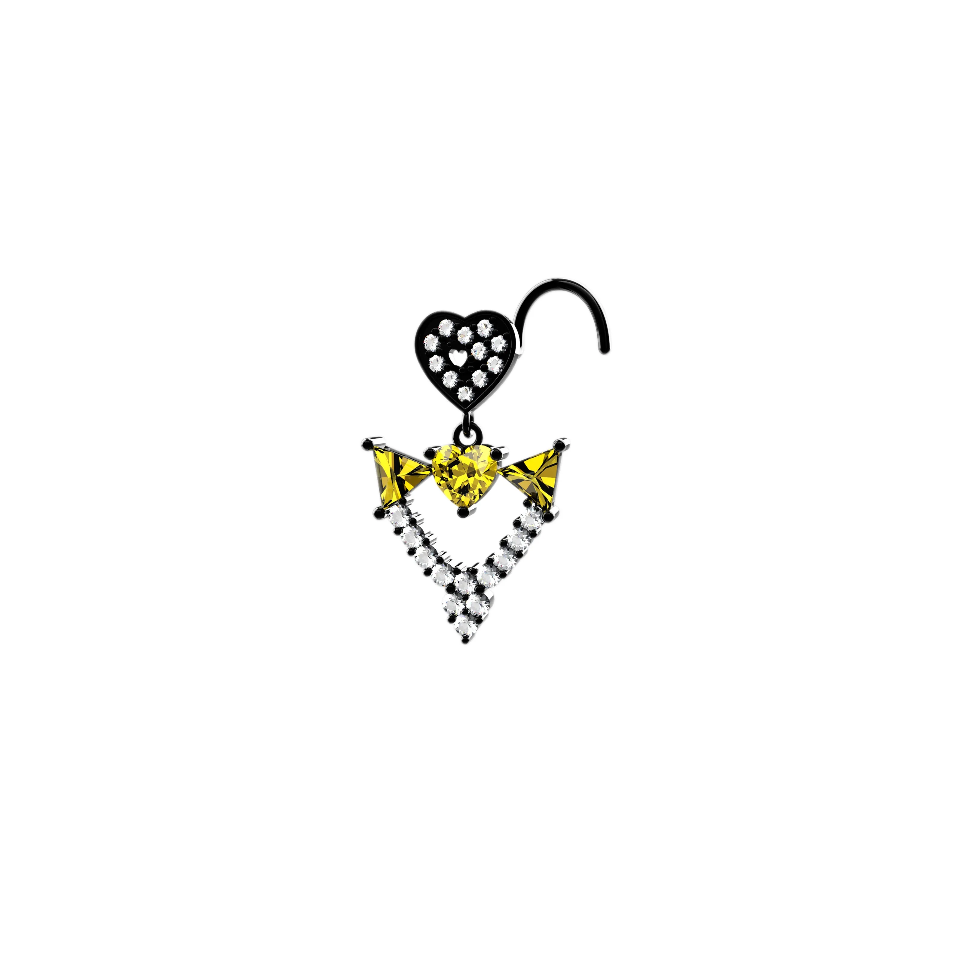 Citrine Dangle Nose Ring – Gold Piercing Jewelry for Women