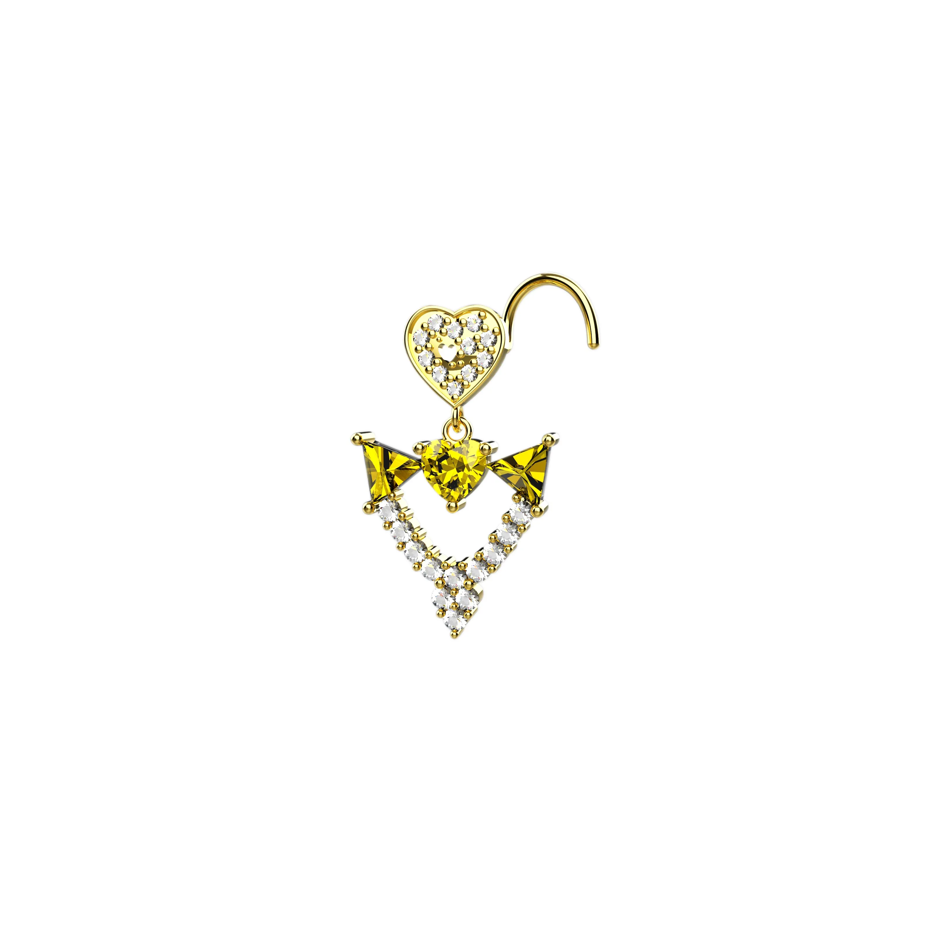 Citrine Dangle Nose Ring – Gold Piercing Jewelry for Women