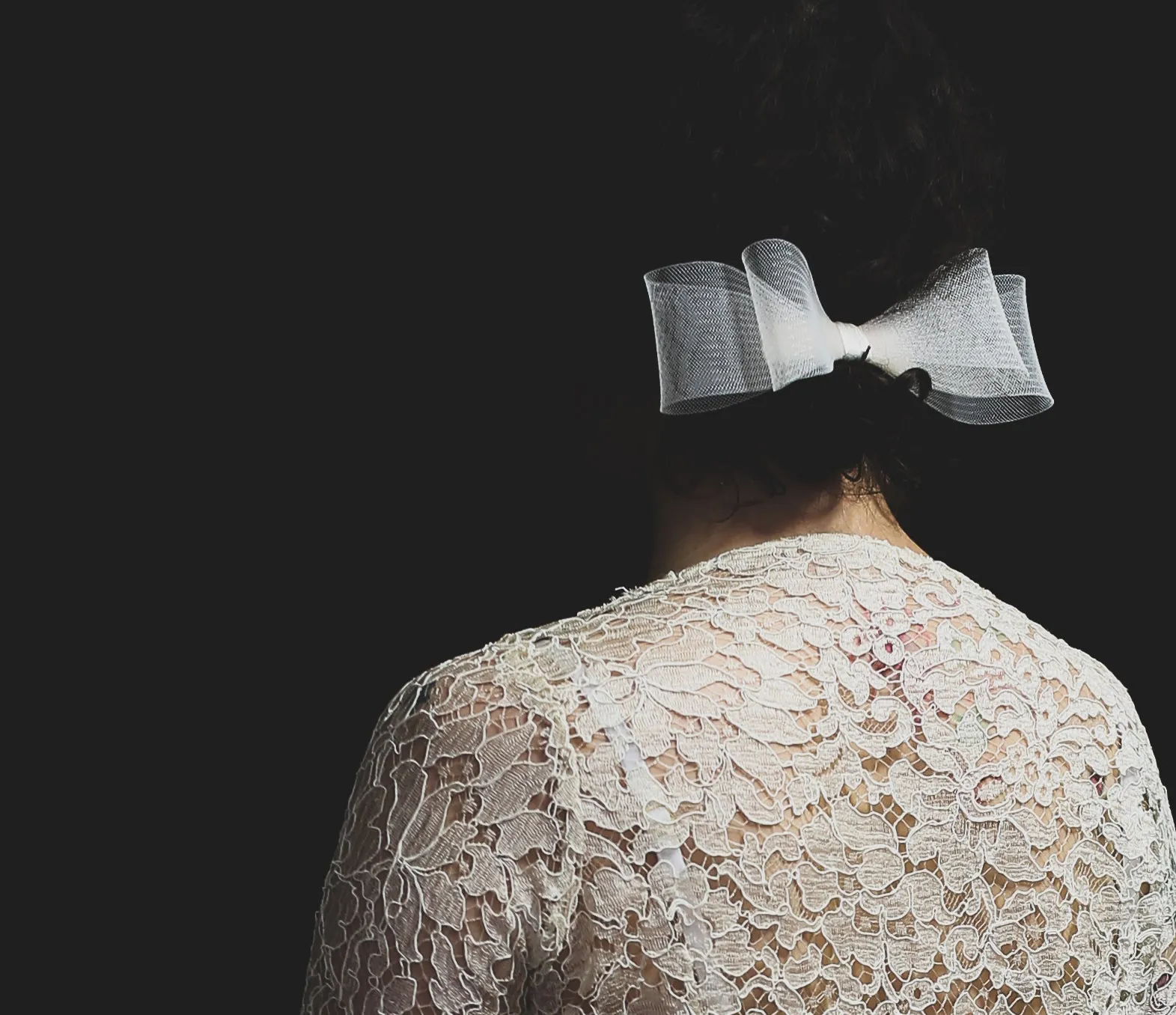 Cream Crinoline Double Hair Bow