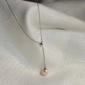 Cultured Freshwater Pearl Slider Necklace , Sterling Silver