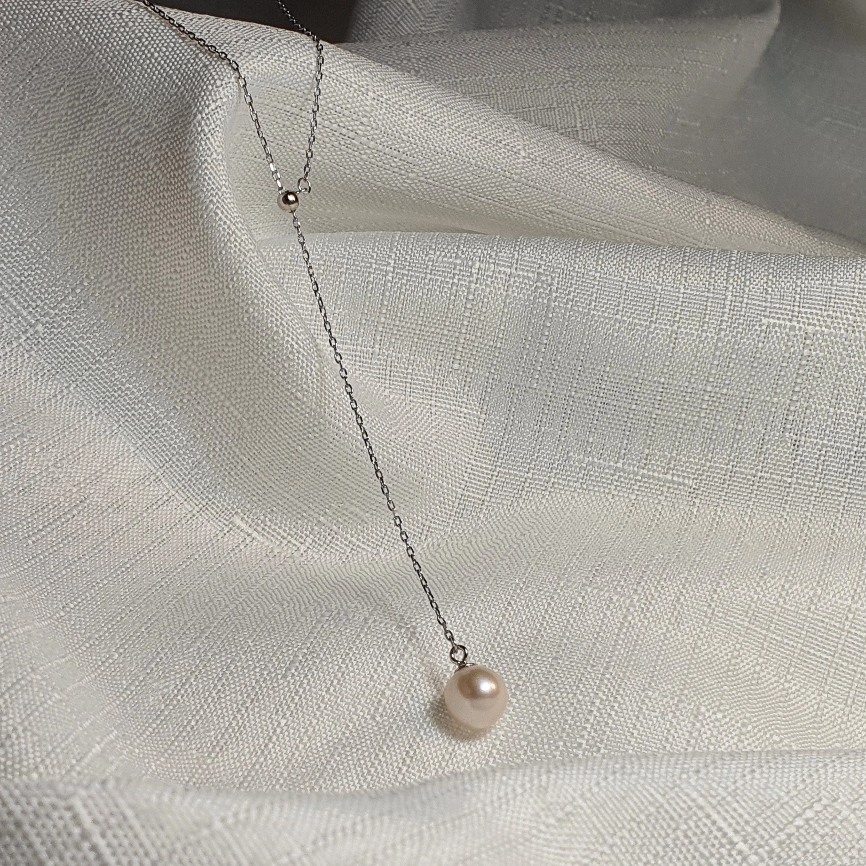 Cultured Freshwater Pearl Slider Necklace , Sterling Silver