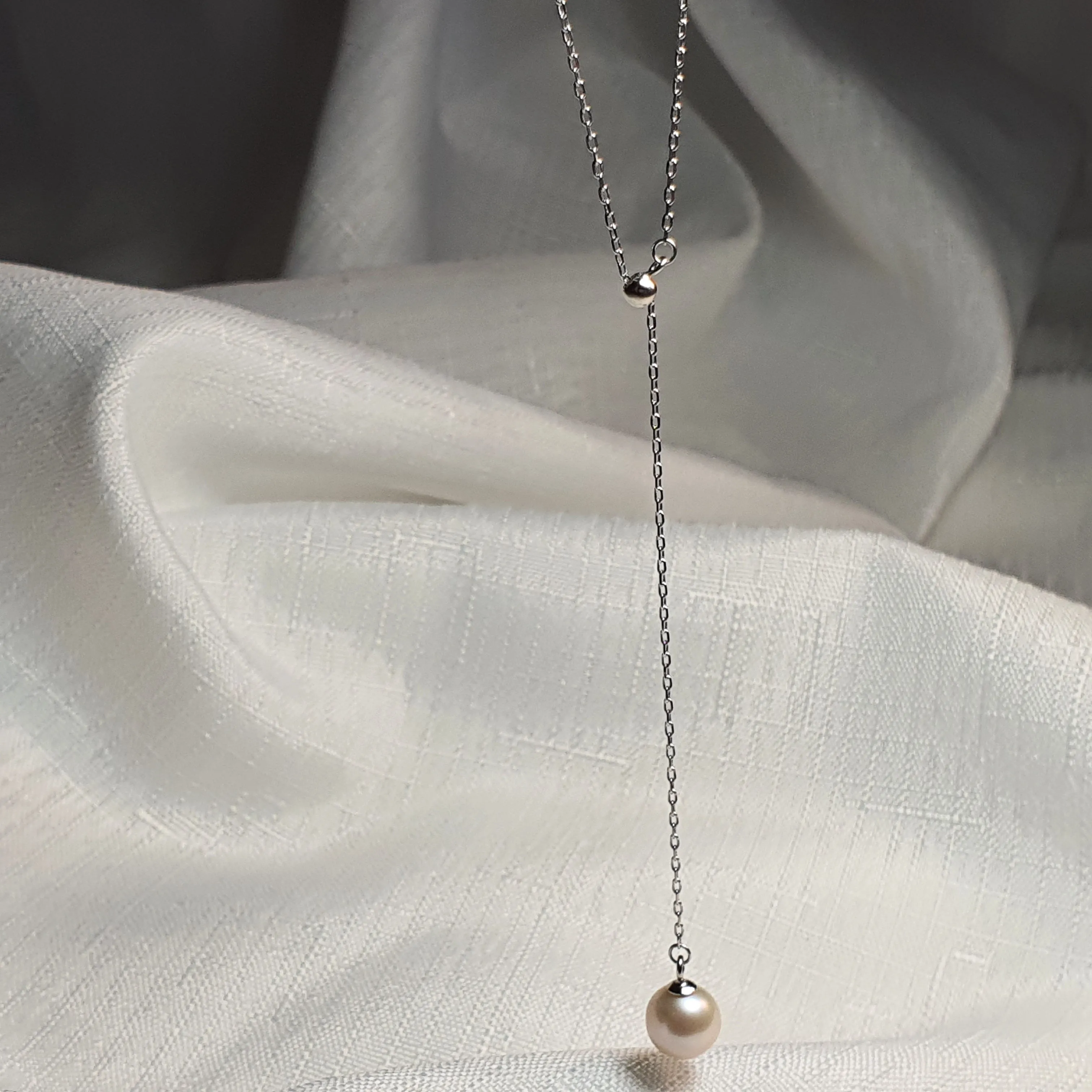 Cultured Freshwater Pearl Slider Necklace , Sterling Silver