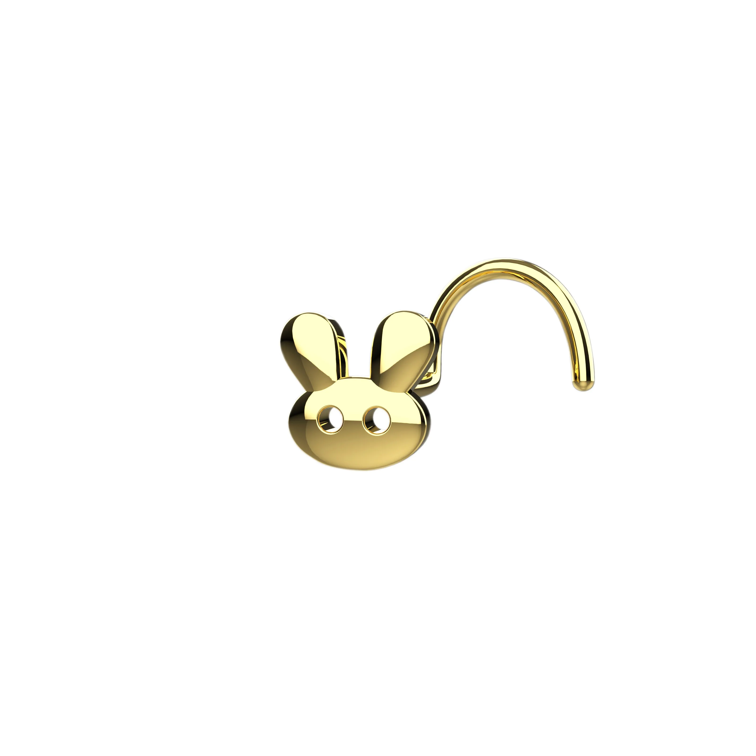 Cute Rabbit Nose Stud – Gold Nose Ring for Animal Lovers