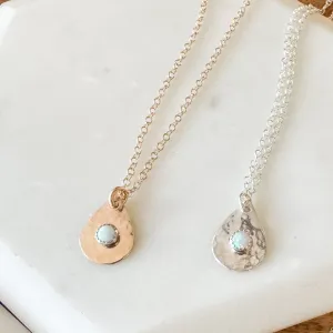 Dainty opal teardrop necklace