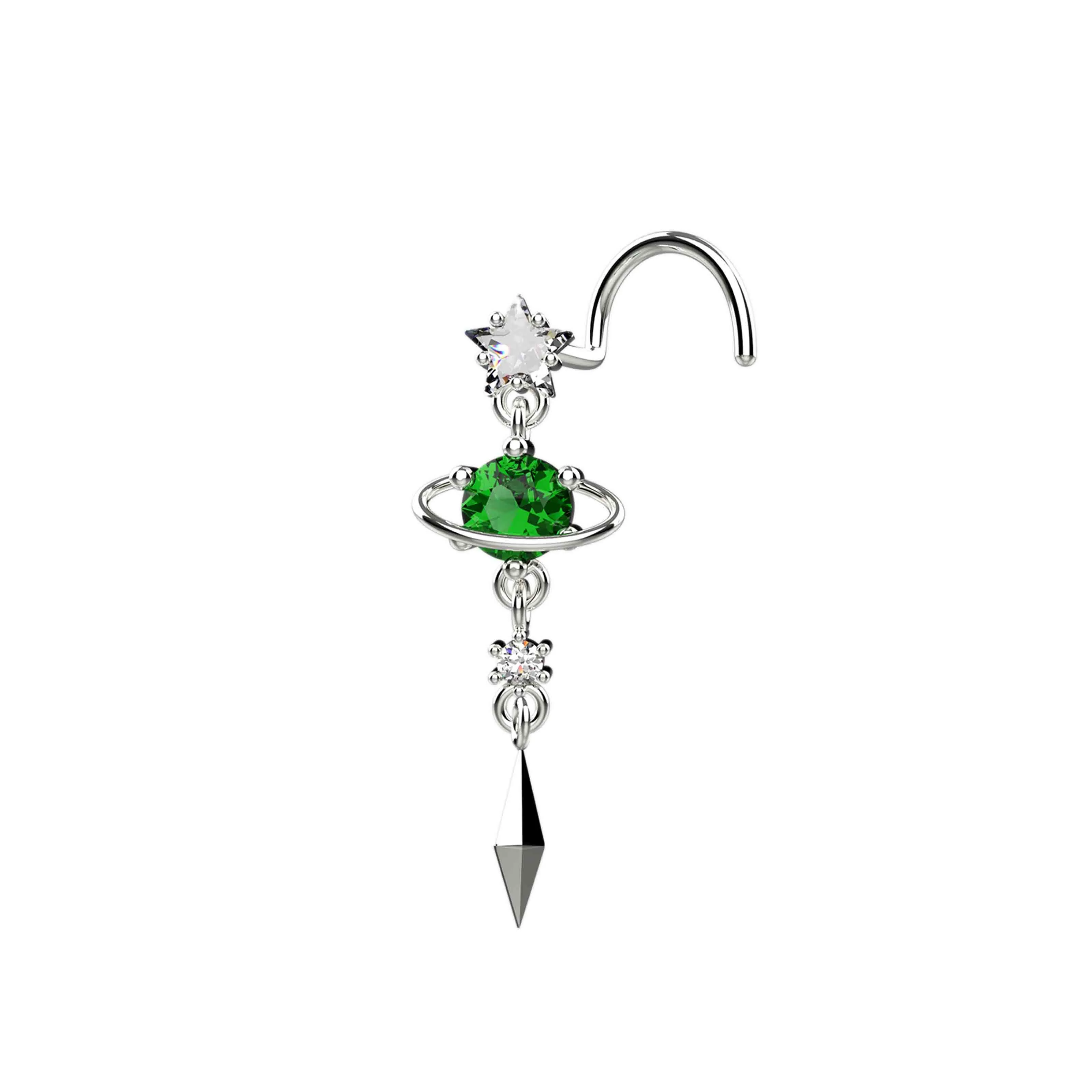 dangle nose ring & nose ring hoop – faux nose ring for double piercing