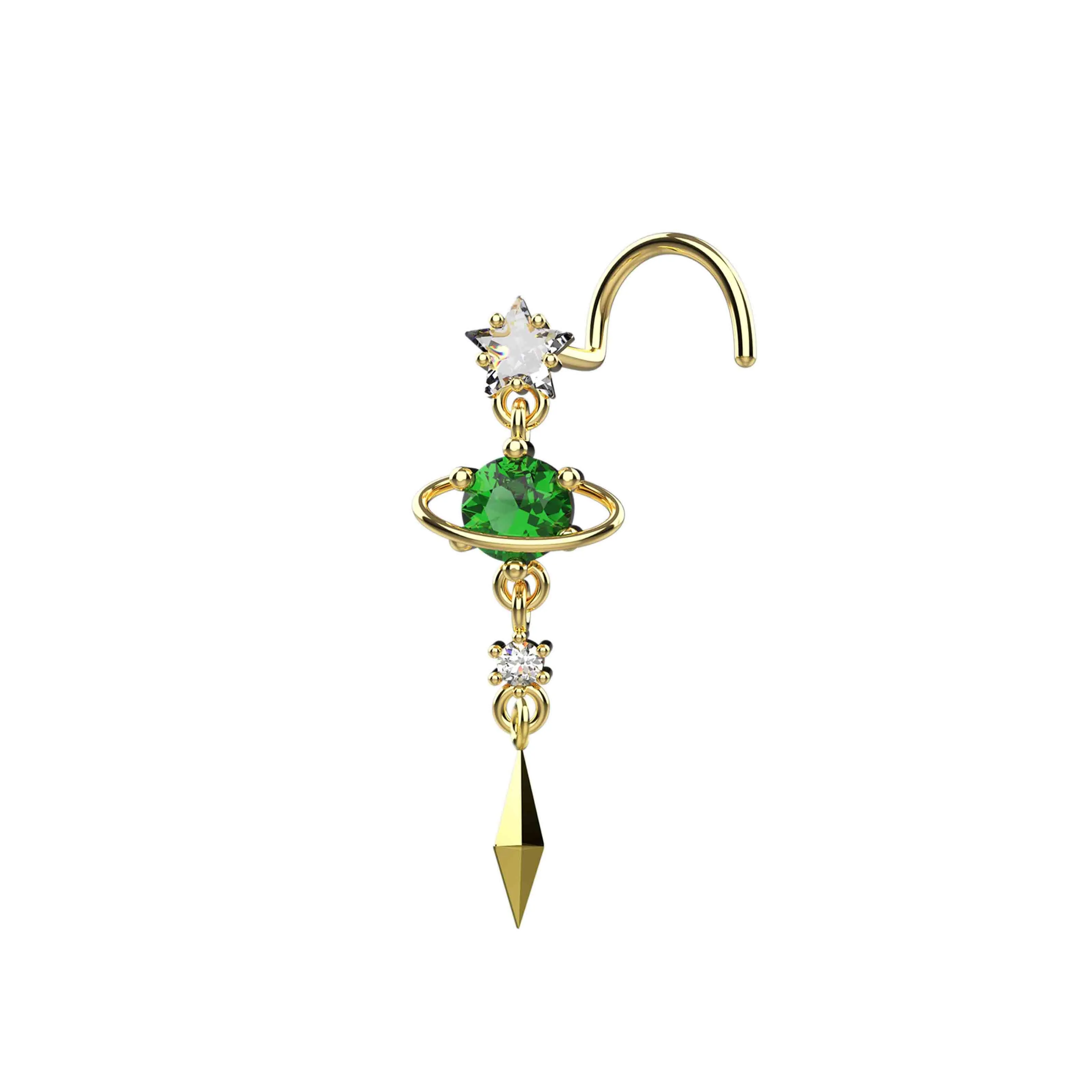 dangle nose ring & nose ring hoop – faux nose ring for double piercing
