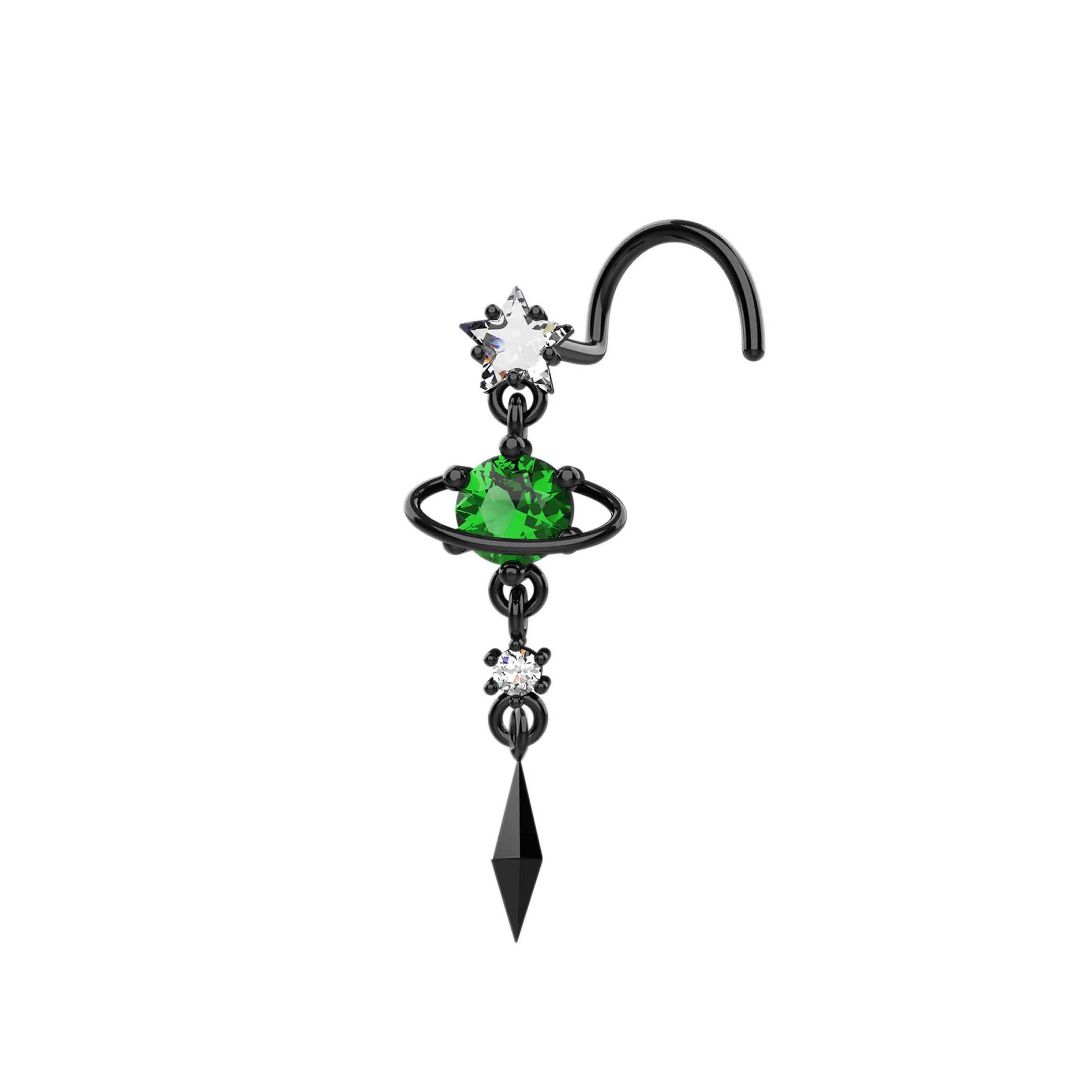 dangle nose ring & nose ring hoop – faux nose ring for double piercing