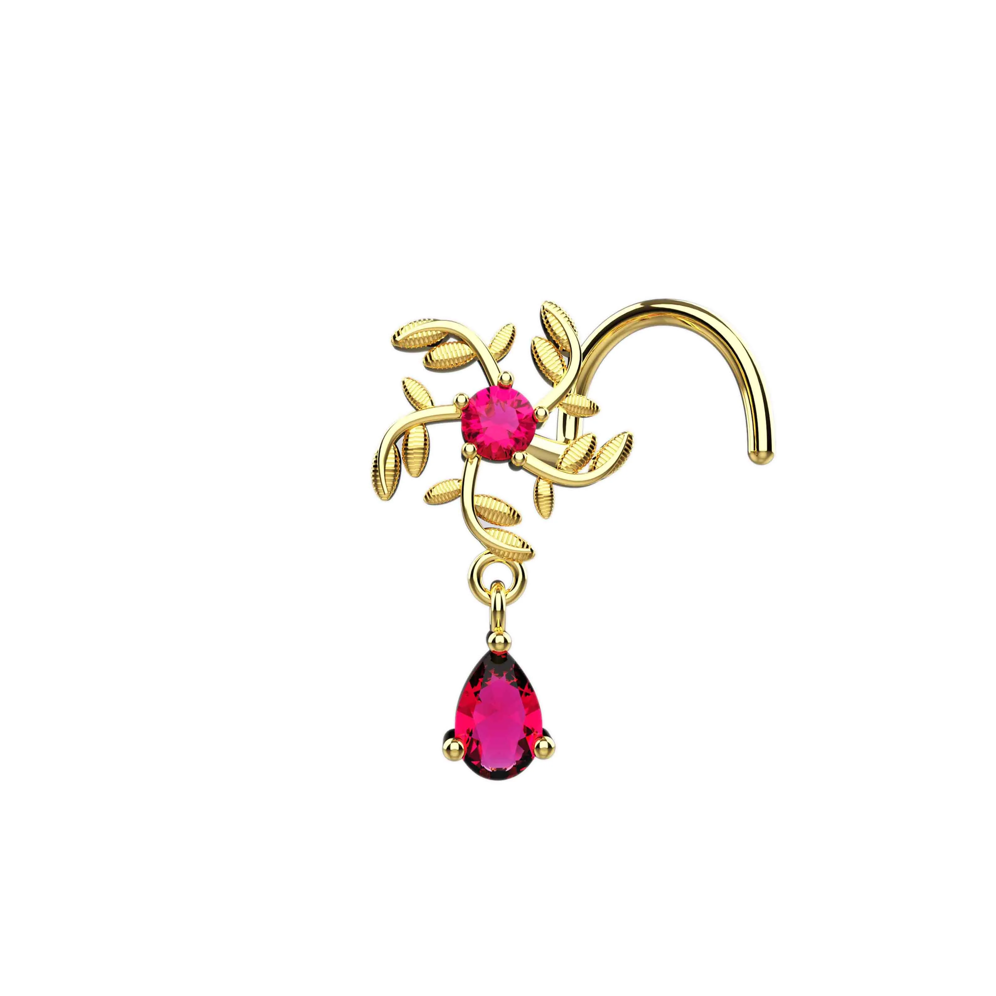 Dangle Nose Ring Gold – Elegant Dangling Nose Stud for Women