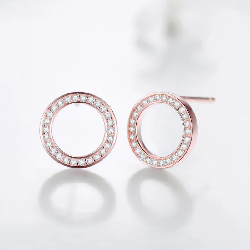 Dashing Round Zircon Sterling Silver Stud Earrings