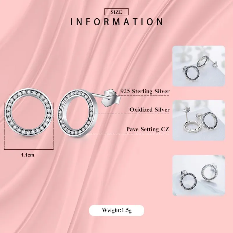 Dashing Round Zircon Sterling Silver Stud Earrings