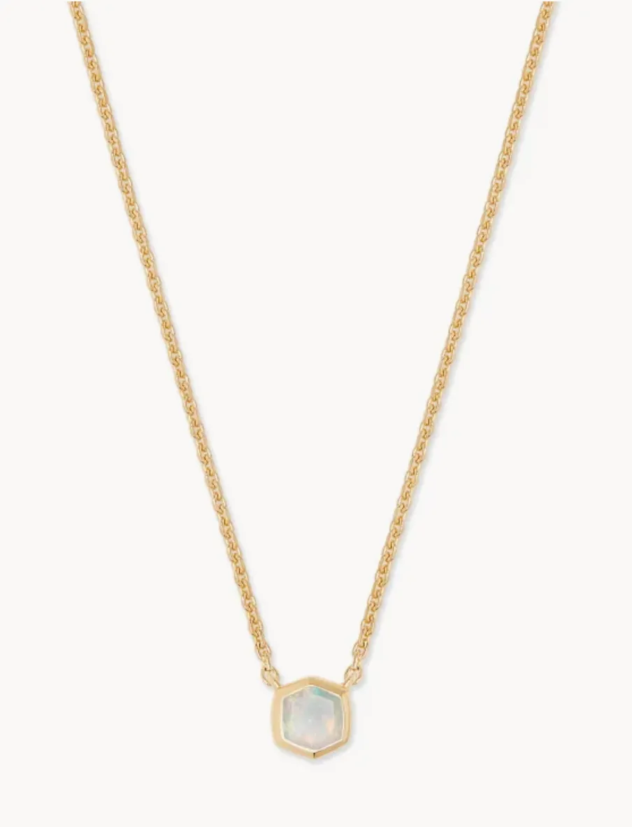 Davie Necklace in 18k Gold Vermeil Necklace in White Opal | October