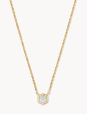 Davie Necklace in 18k Gold Vermeil Necklace in White Opal | October