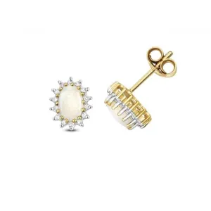 Diamond & Opal Stud Earrings ED293O
