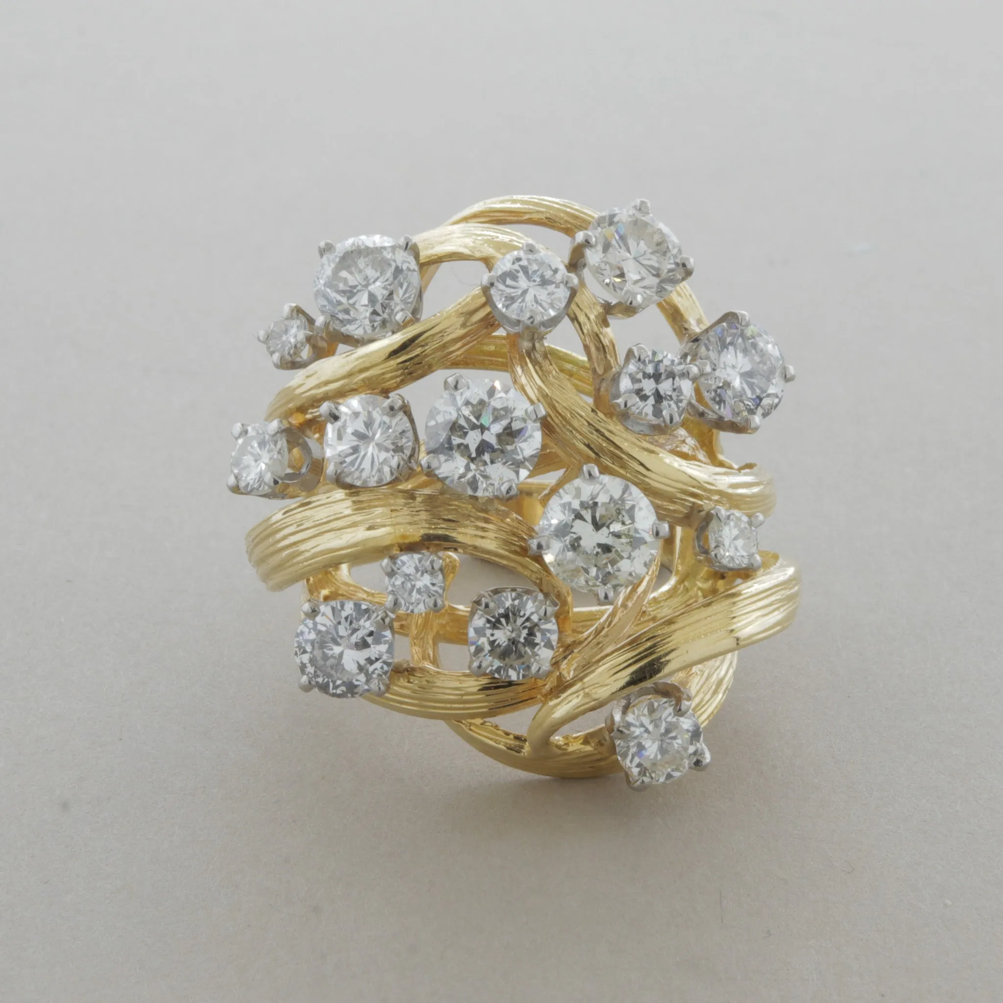 Diamond Cluster Gold Cocktail Ring