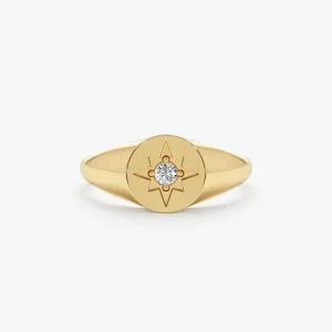 Diamond Starburst Signet Ring, Estelle