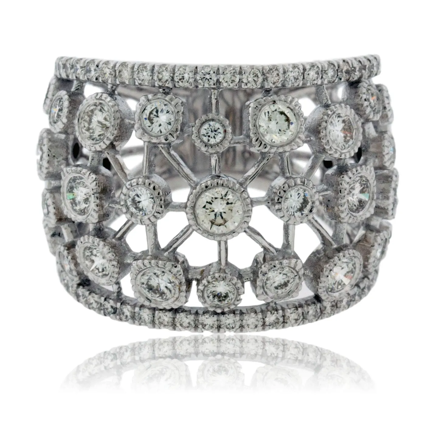Diamond Wide Bubble Right Hand Ring