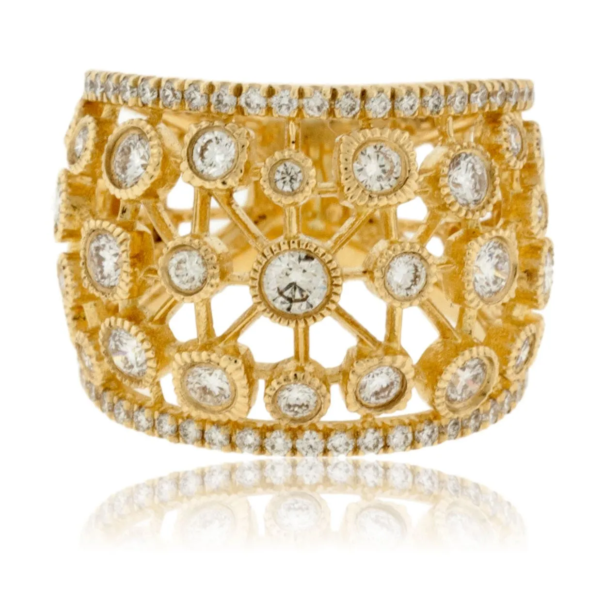 Diamond Wide Bubble Right Hand Ring