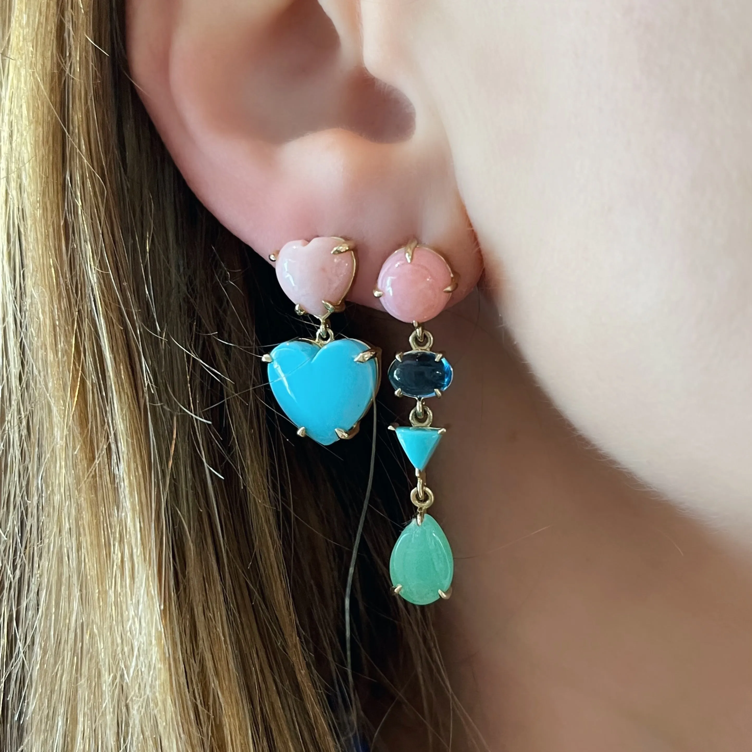 Double Heart Gemfetti Earrings