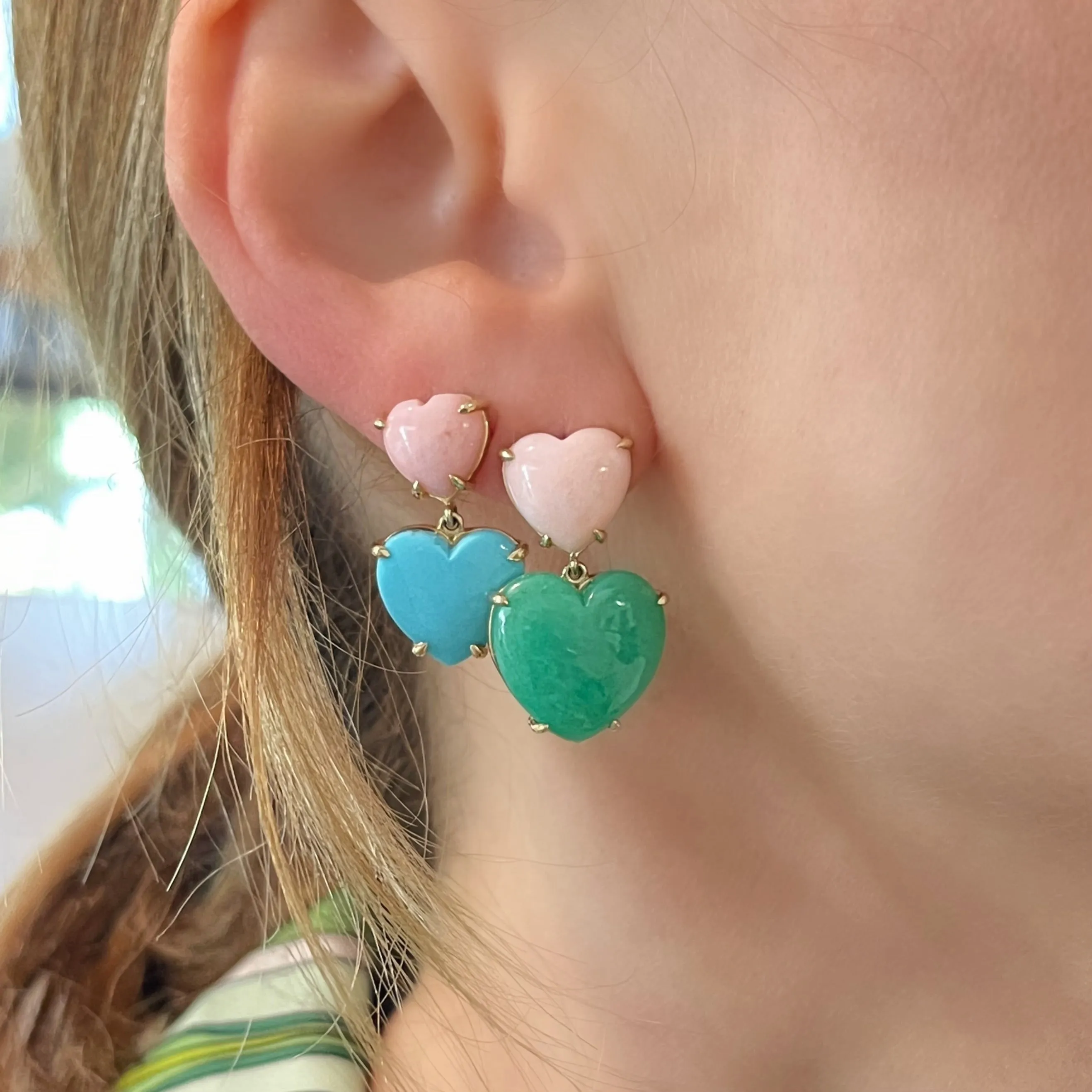 Double Heart Gemfetti Earrings