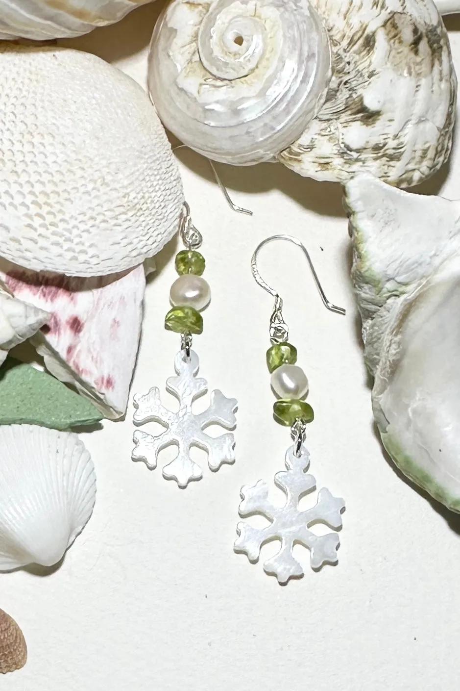 Earrings Cay Island Snowflake Peridot