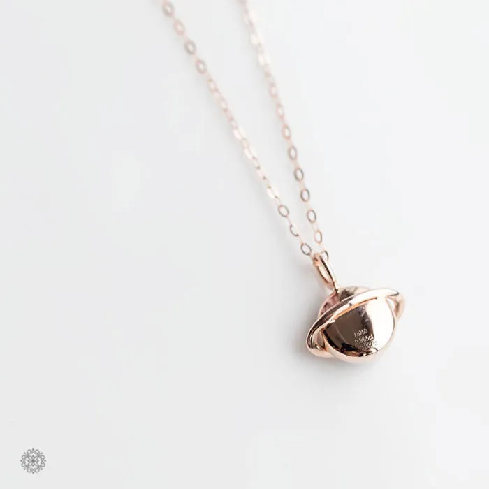 Earth Moon Design Doublet Opal & Diamond Pendant Necklace 18K Rose Gold