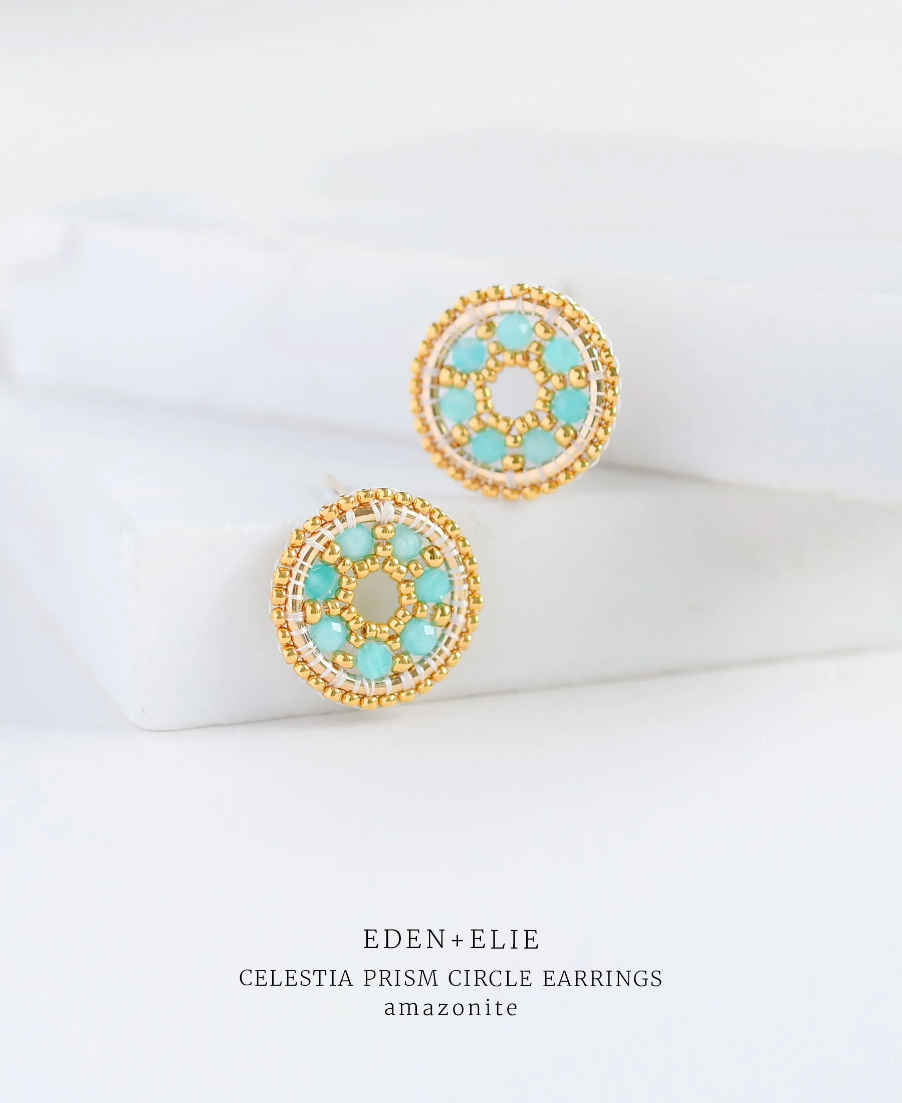 EDEN   ELIE Celestia Prism Circle Earrings - Amazonite